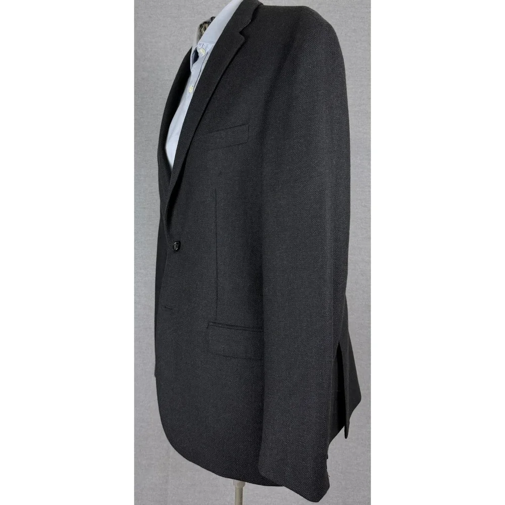 Ralph Lauren Mens 44L Blazer Charcoal‎ Grey 100% Wool Unstructured Jacket